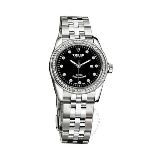 Glamour Automatic Diamond Black Dial Ladies Watch