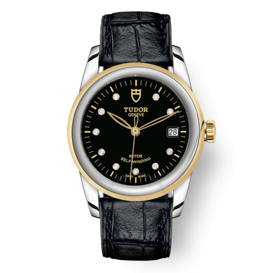 Glamour Date Automatic Diamond Black Dial Watch