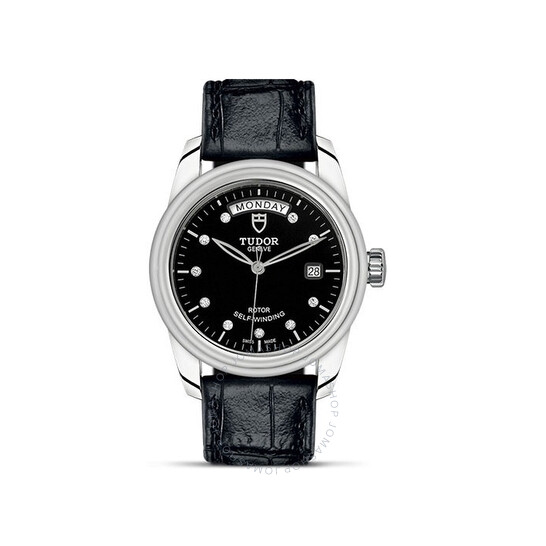 Glamour Date-Day Automatic Diamond Black Dial Unisex Watch