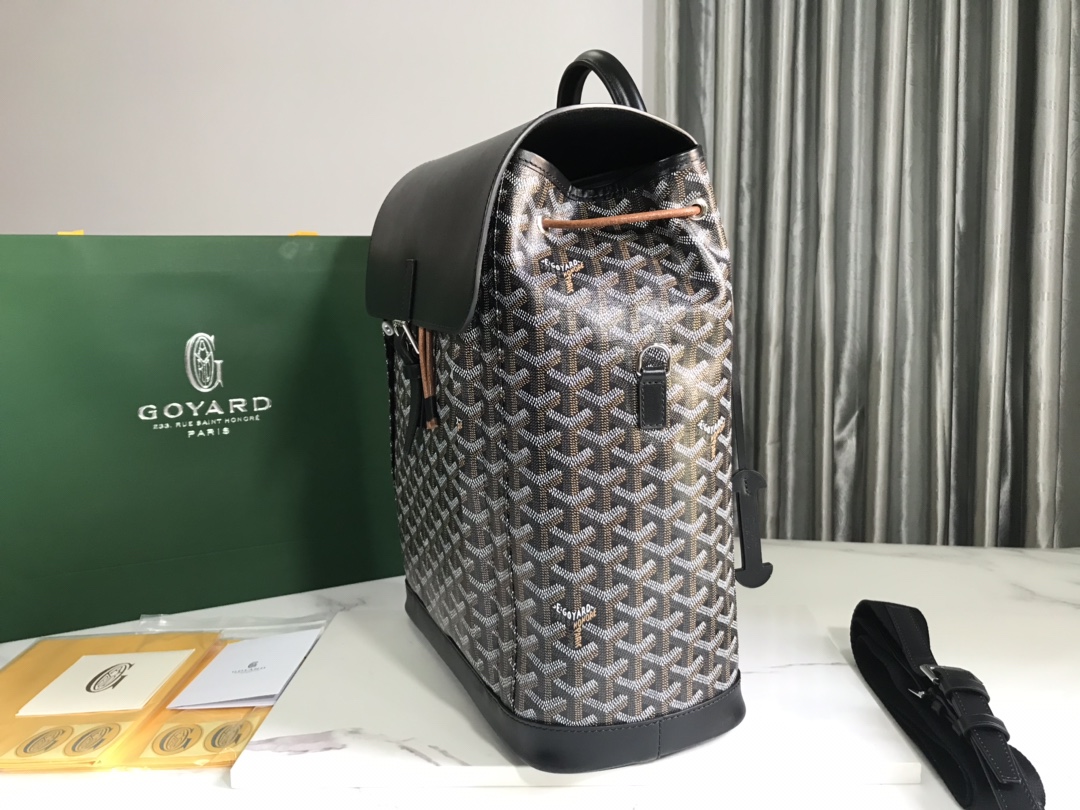 Goyard Alpin Backpack Medium Black Goyard and Leather