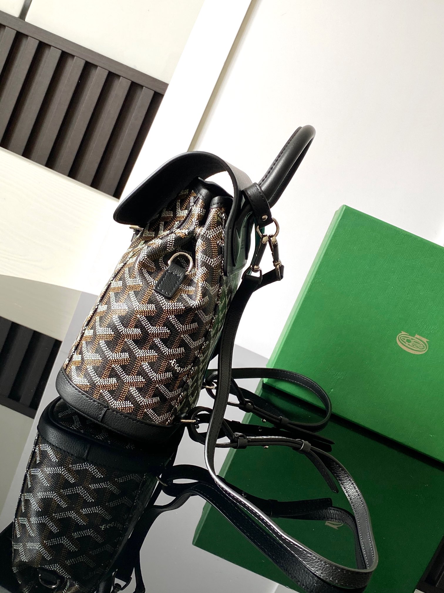 Goyard Alpin Mini 3WAY Leather Backpack Black Cloth