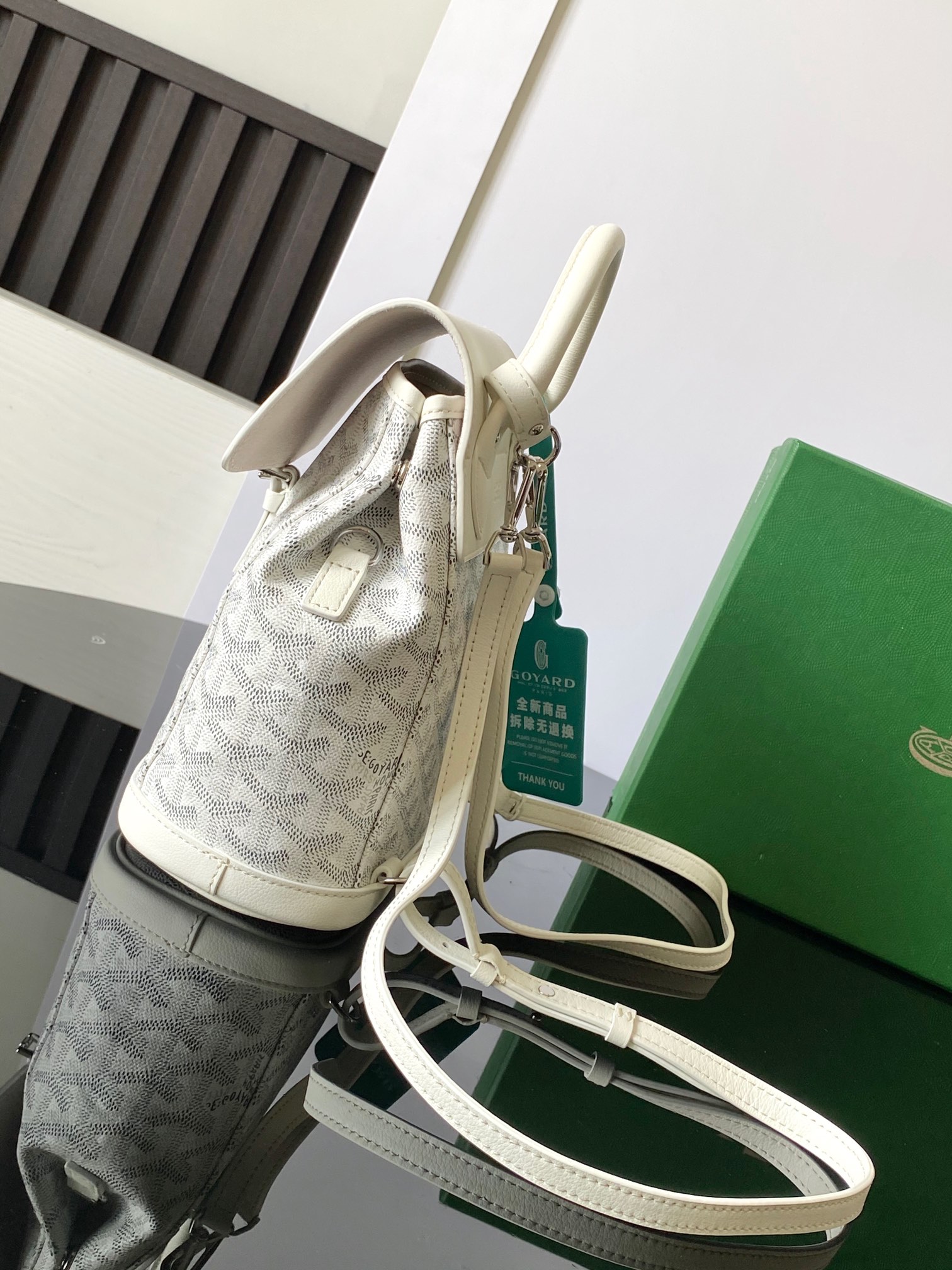 Goyard Alpin Mini 3WAY Leather Backpack Black white