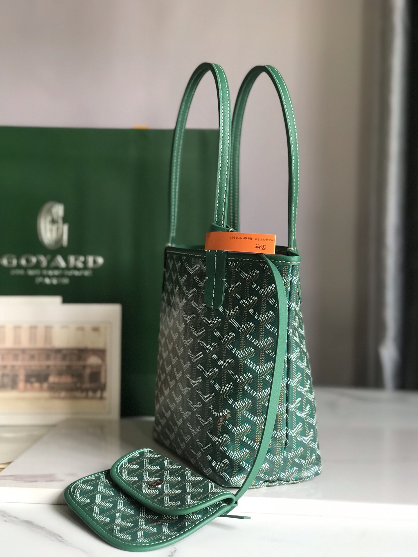 Goyard Anjou Mini Tote Bag Pouch Green Hand Purse ...