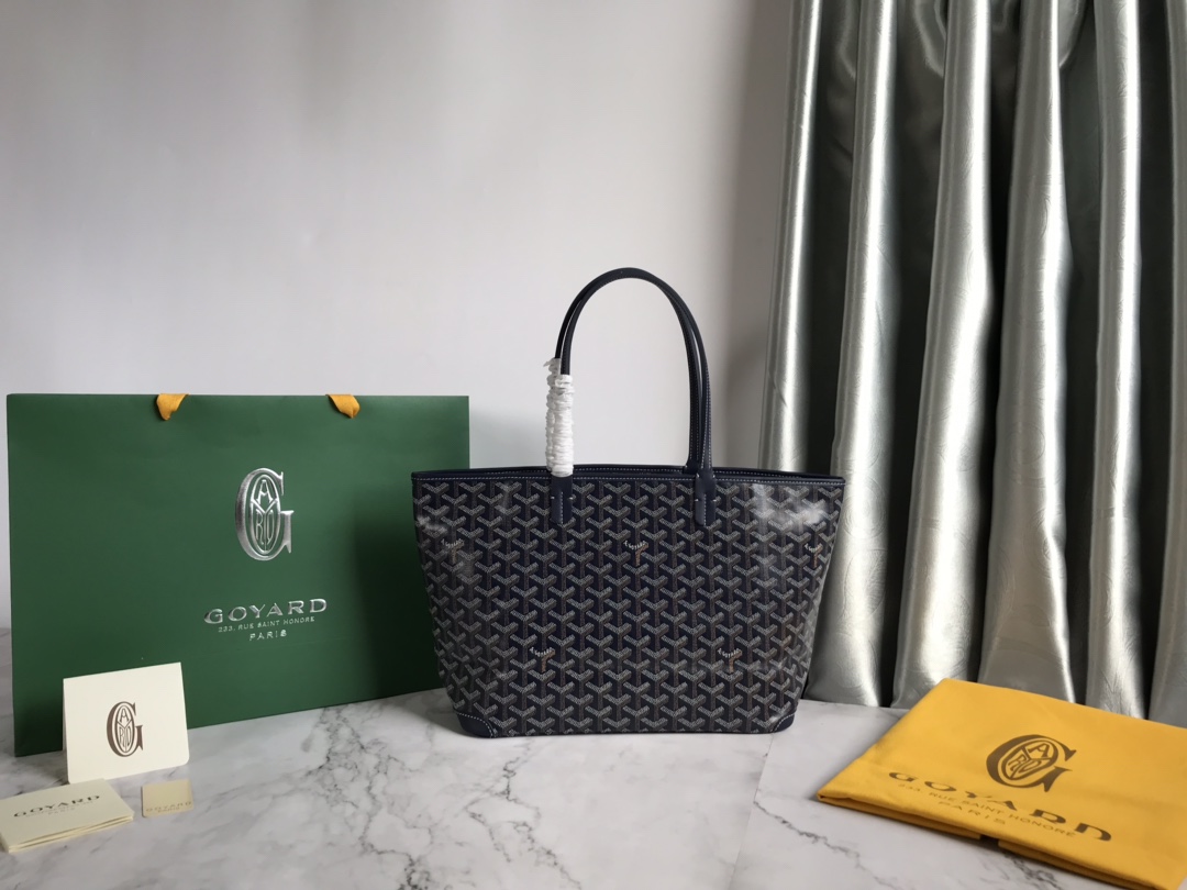 Goyard Anjou PM Navy Goyardine Canvas Palladium