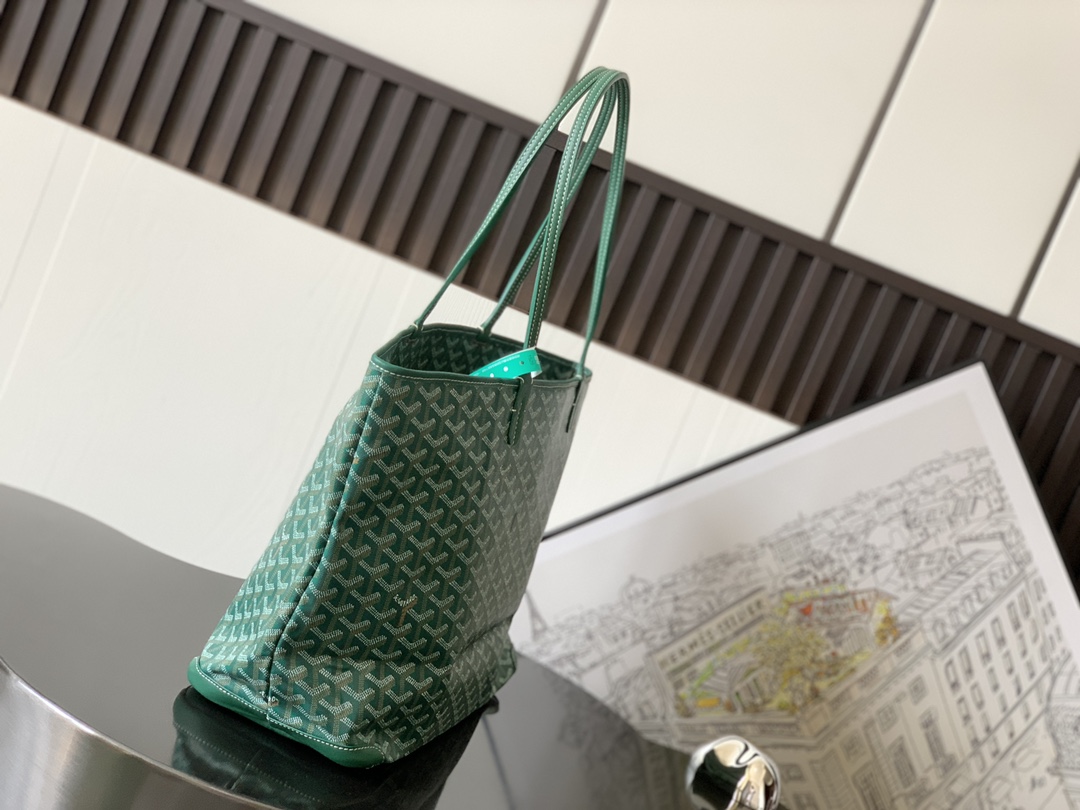 Goyard Artois Tote MM Green Goyardine Canvas &
