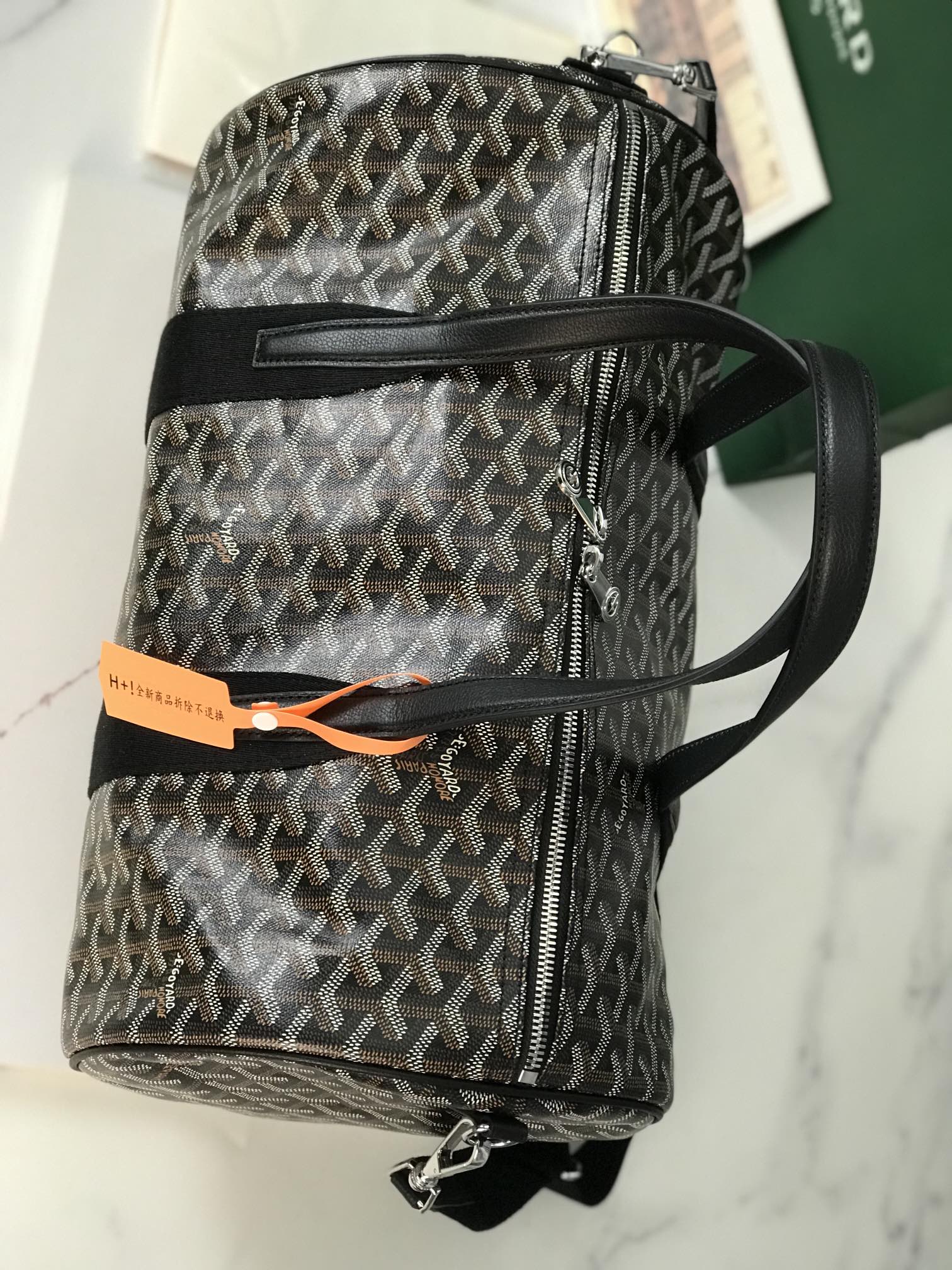 Goyard Barrel 40 Sports Bag Black Hand Duffle Purse Mens