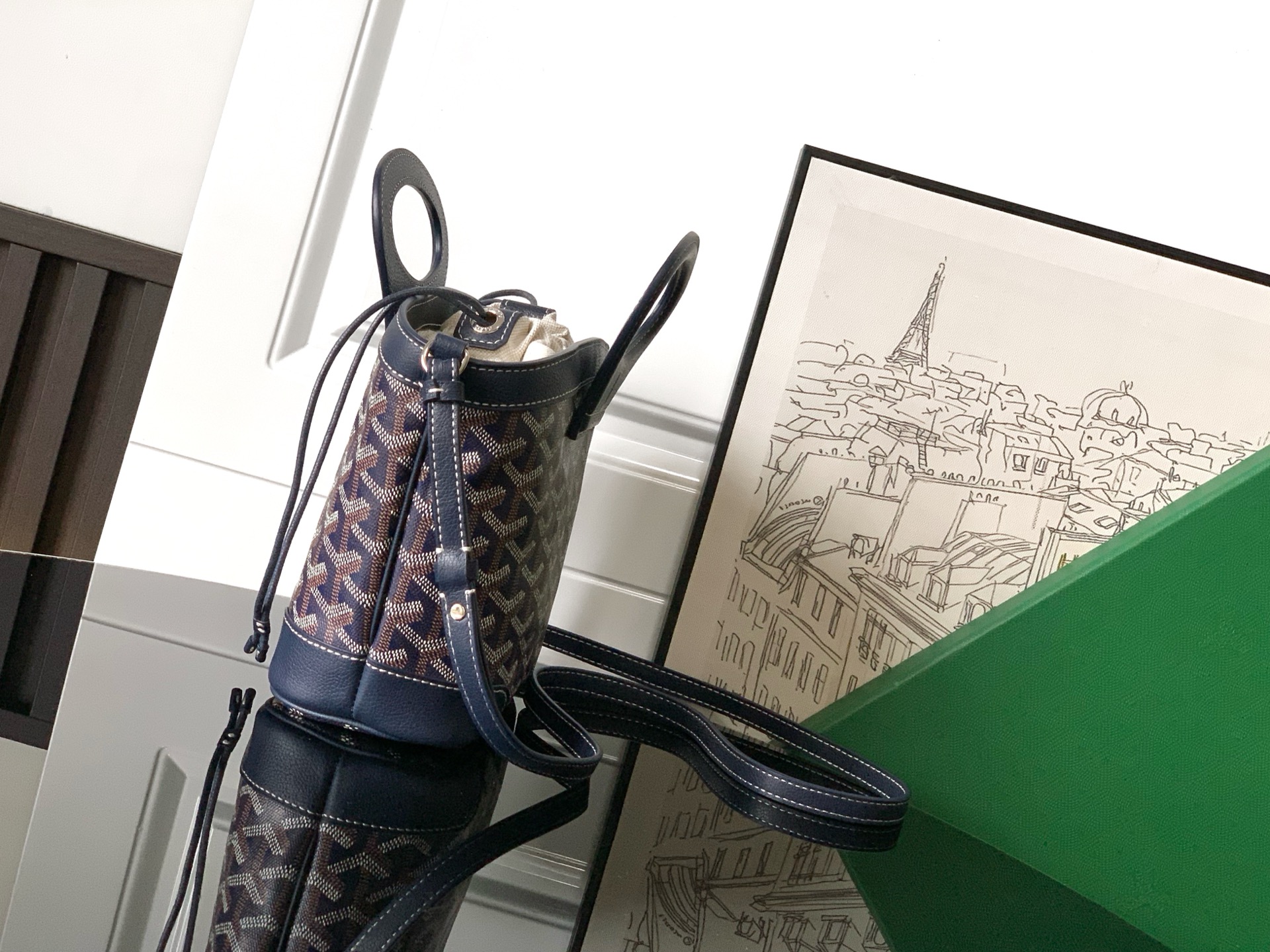 Goyard Beluga Mini Bag Navy Blue Hand-Painted Heart Purple