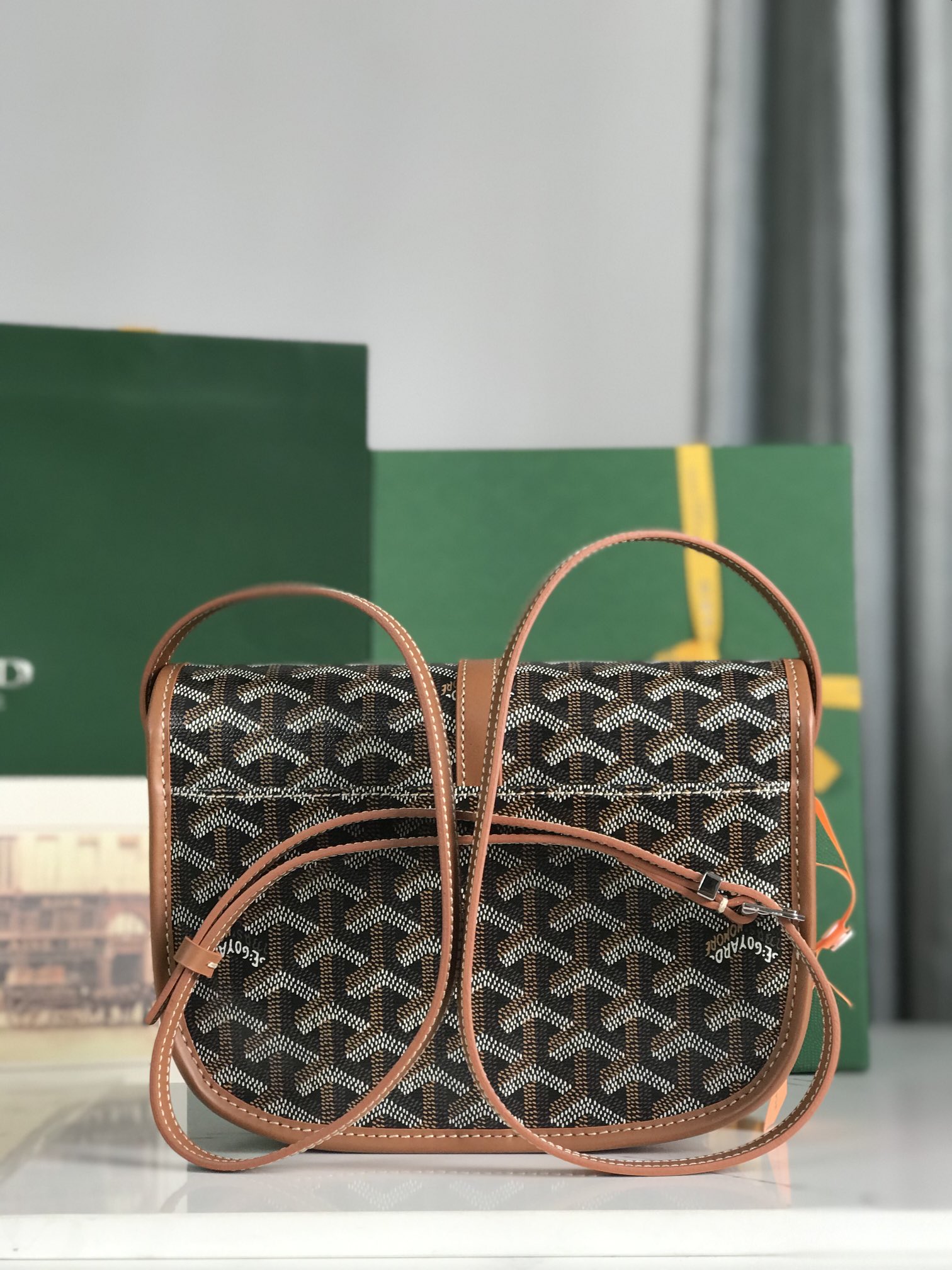 Goyard Belvedere II Messenger Bag Coated Canvas MM Black brown