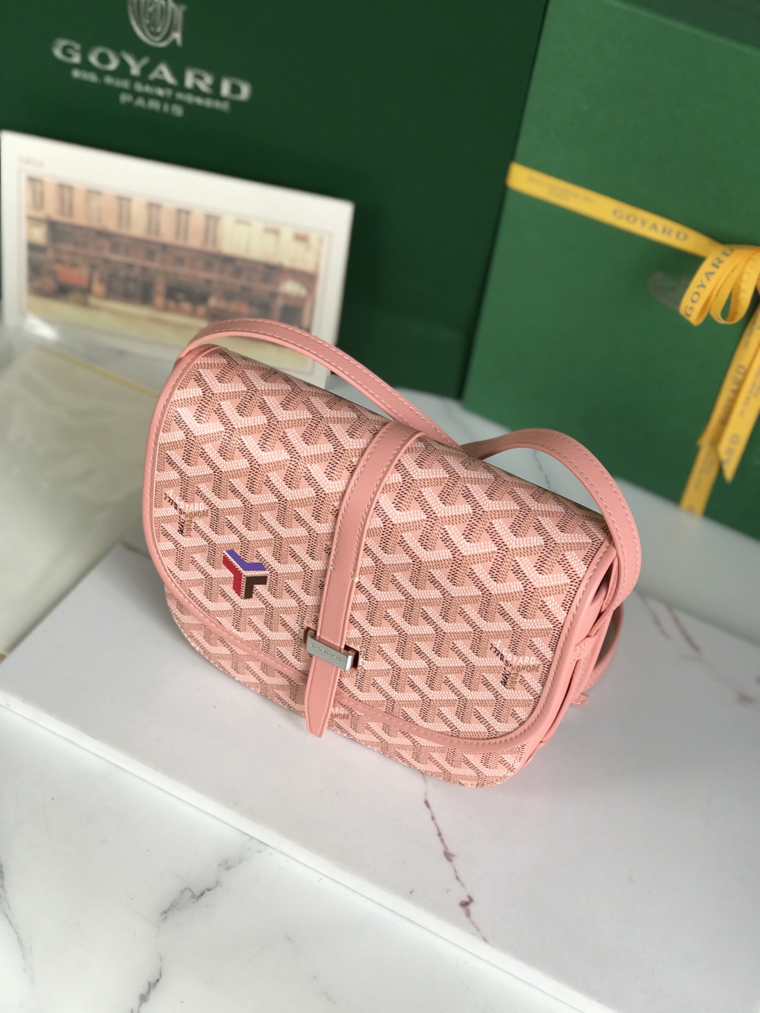 Goyard Belvedere II Messenger Bag Coated Canvas MM pink