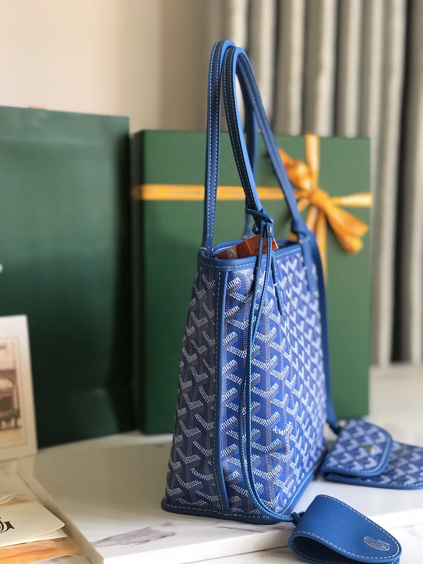 Goyard Black Anjou Mini Bag blue  Women's Handbag