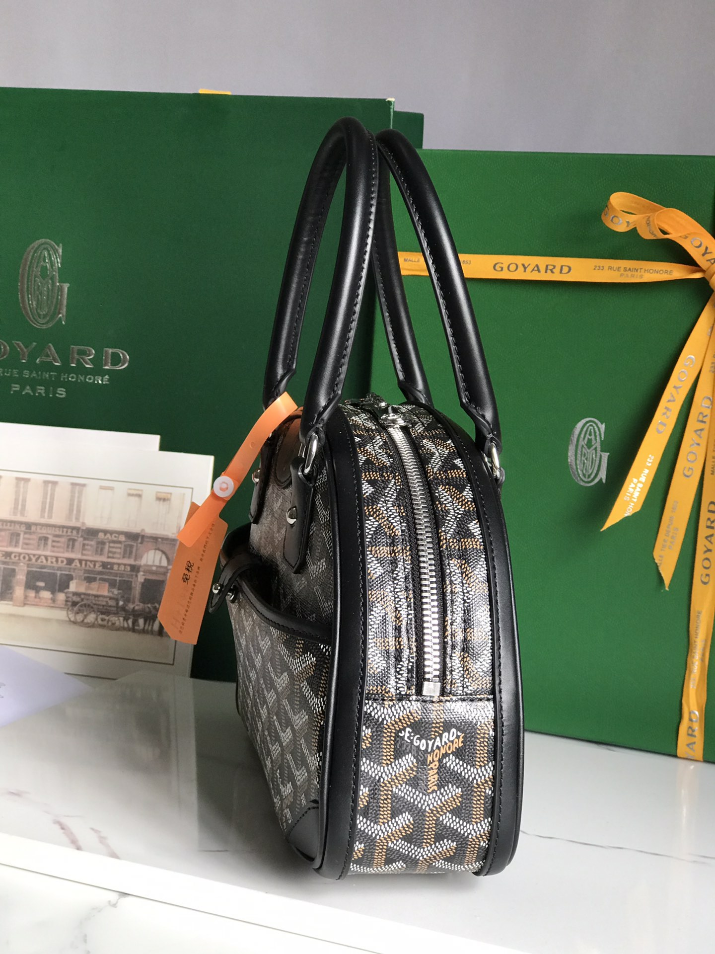 Goyard Black Chevron Print Coated Canvas St. Jeanne PM39