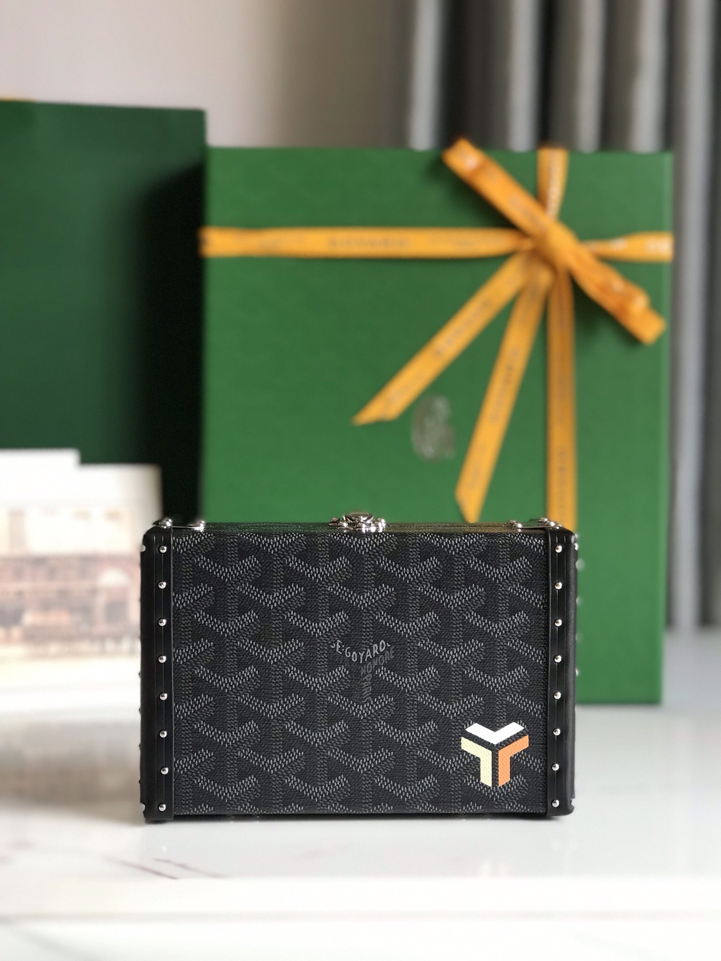 Goyard black Coated Canvas and Leather Minaudiere