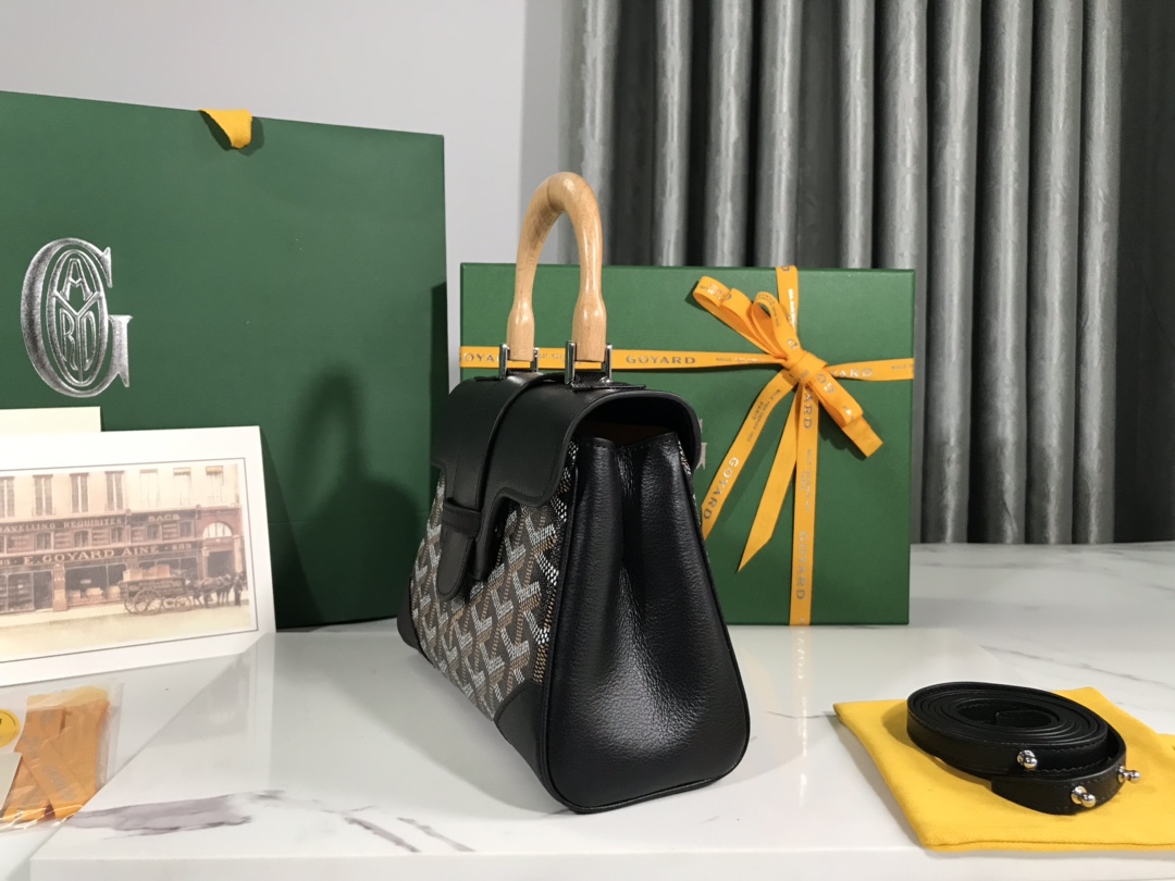 Goyard Black Coated Canvas Fabric Mini Goyardine Saigon