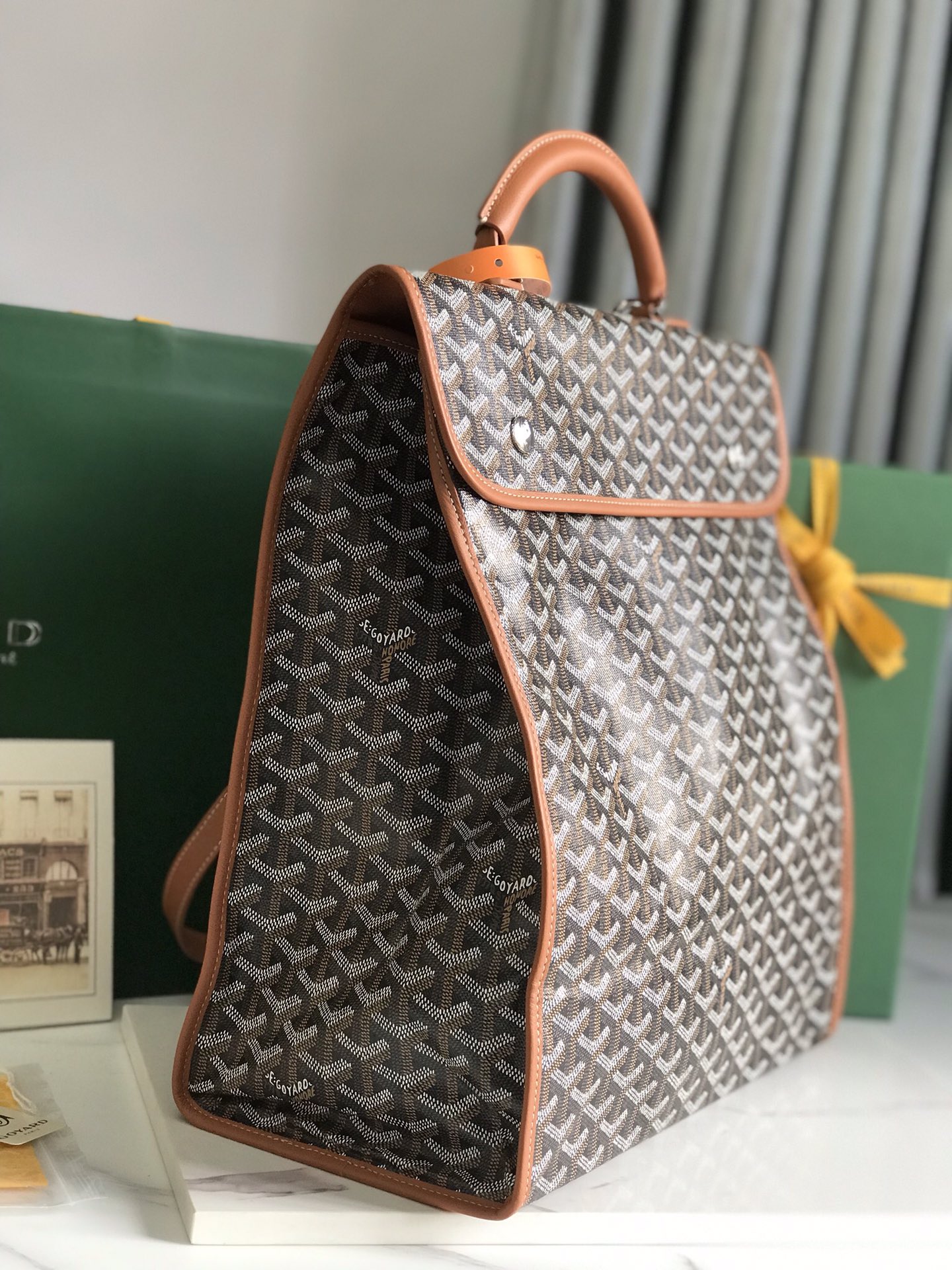 Goyard Black Tan Canvas Goyardine Saint-Leger