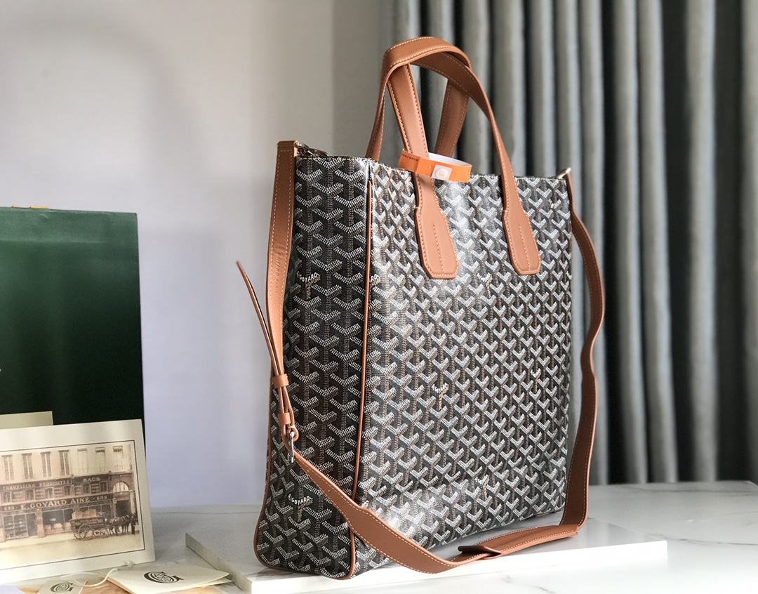 Goyard Black x Brown Chevron Voltair 2WAY tote Leather