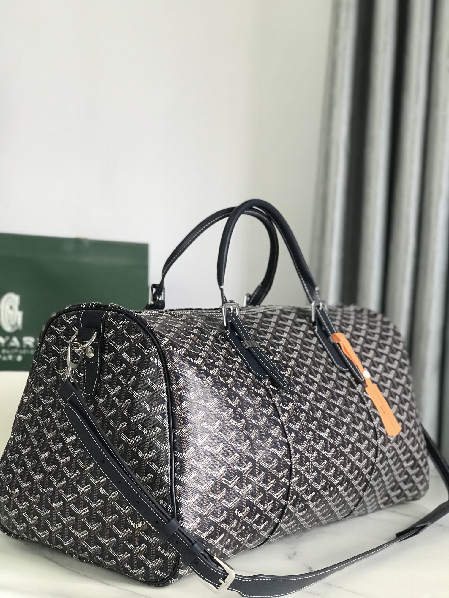 Goyard blackGoyardine Coated Canvas Croisjour 55 Boston Bag