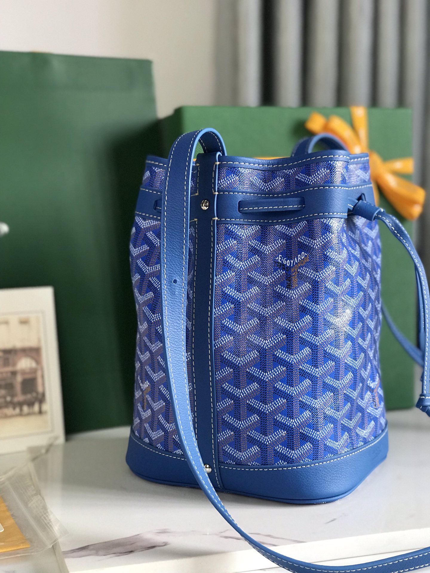 Goyard Blue Goyardine Coated Canvas and Leather ...