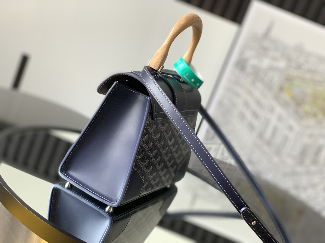 Goyard Blue Goyardine Coated Canvas And Leather Mini