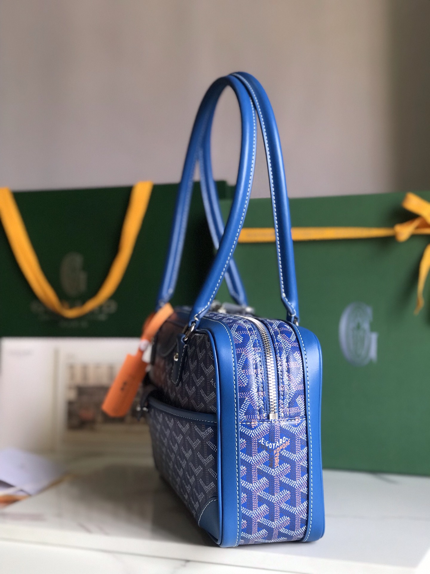 Goyard Blue Goyardine Saint Martin Bag