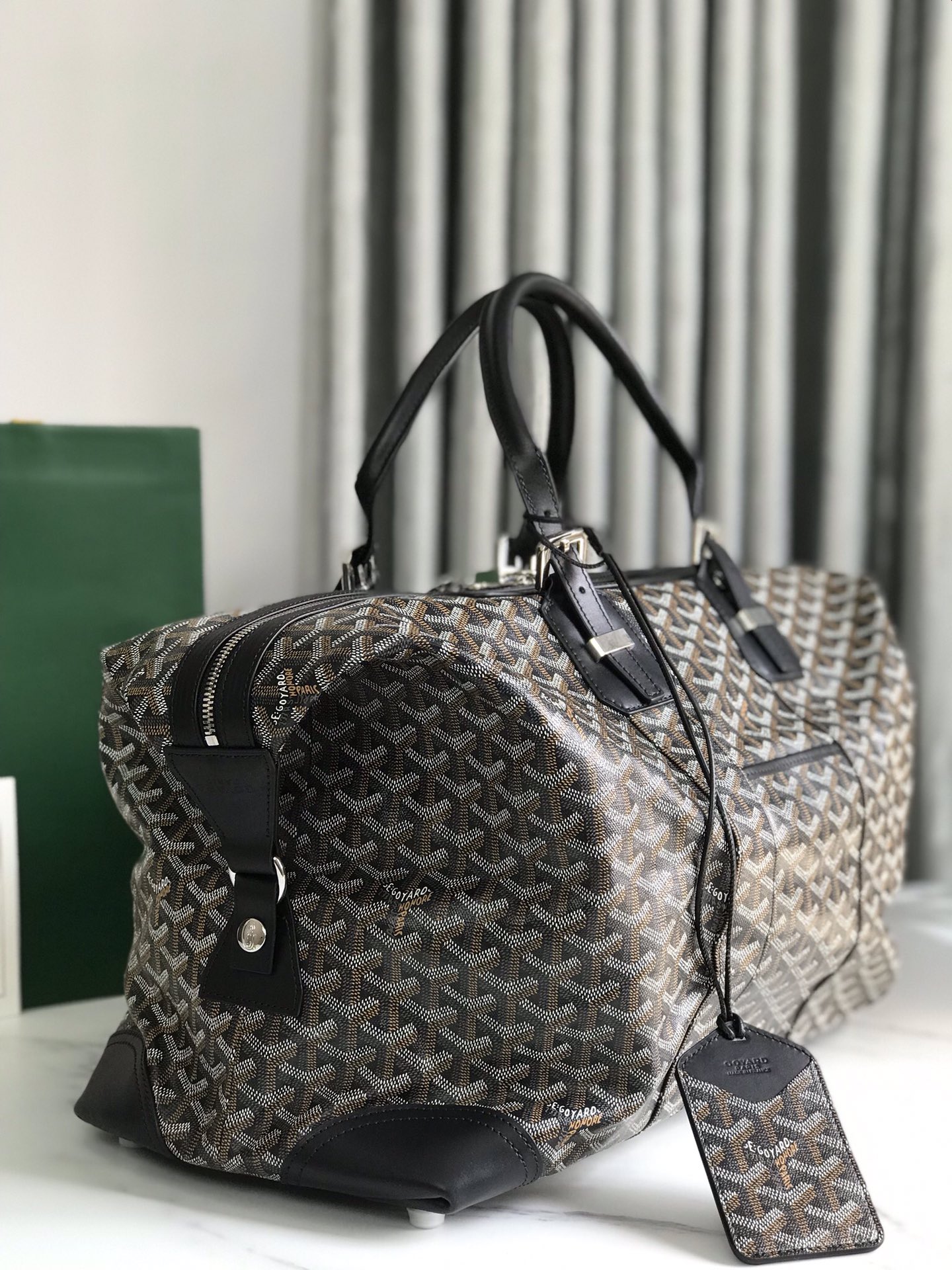 Goyard Boeing 30 Black Coated Canvas and Leather Handbag