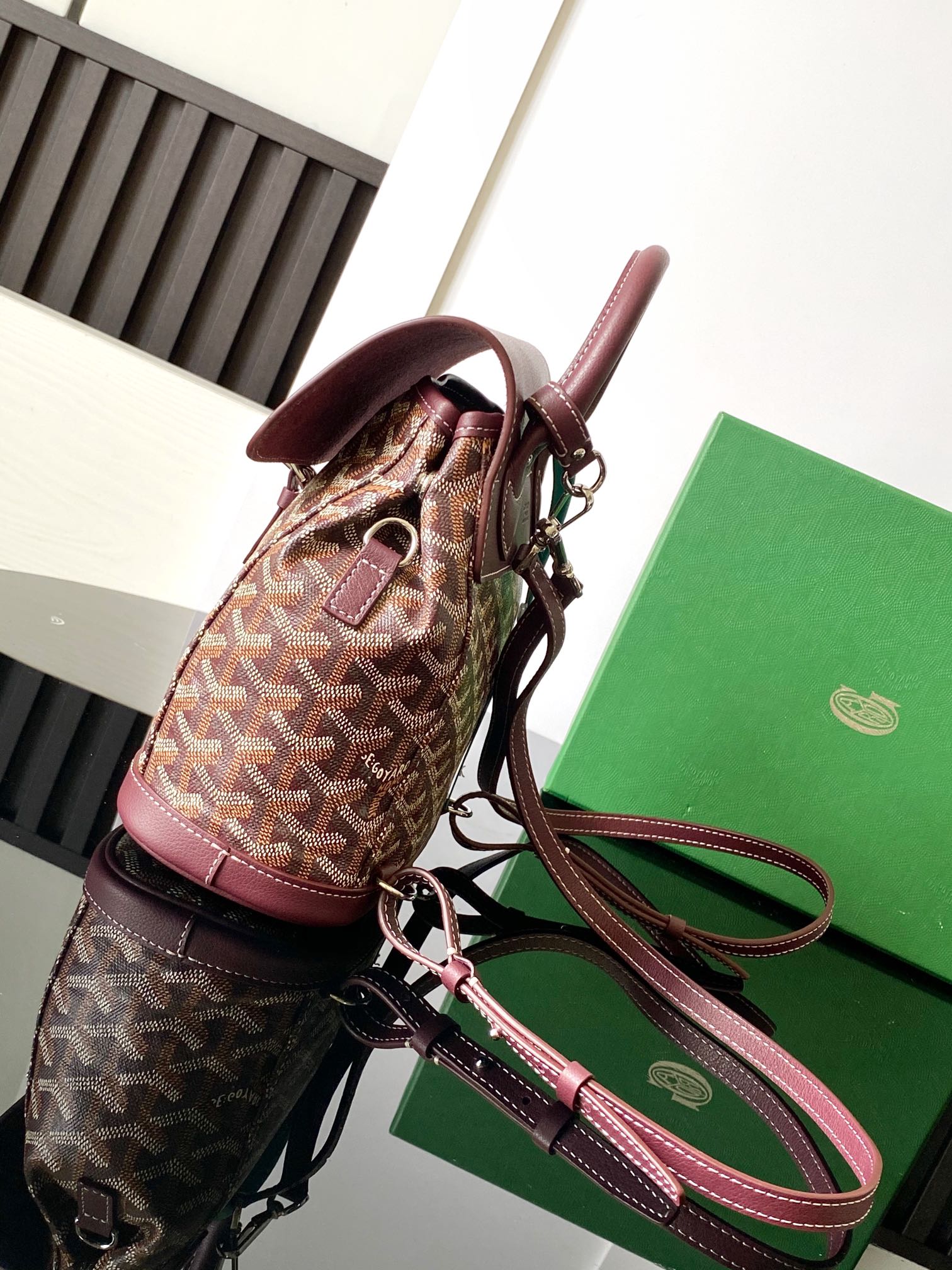 Goyard Bordeaux Chevron Print Coated Canvas Alpin Mini Backpack Bag