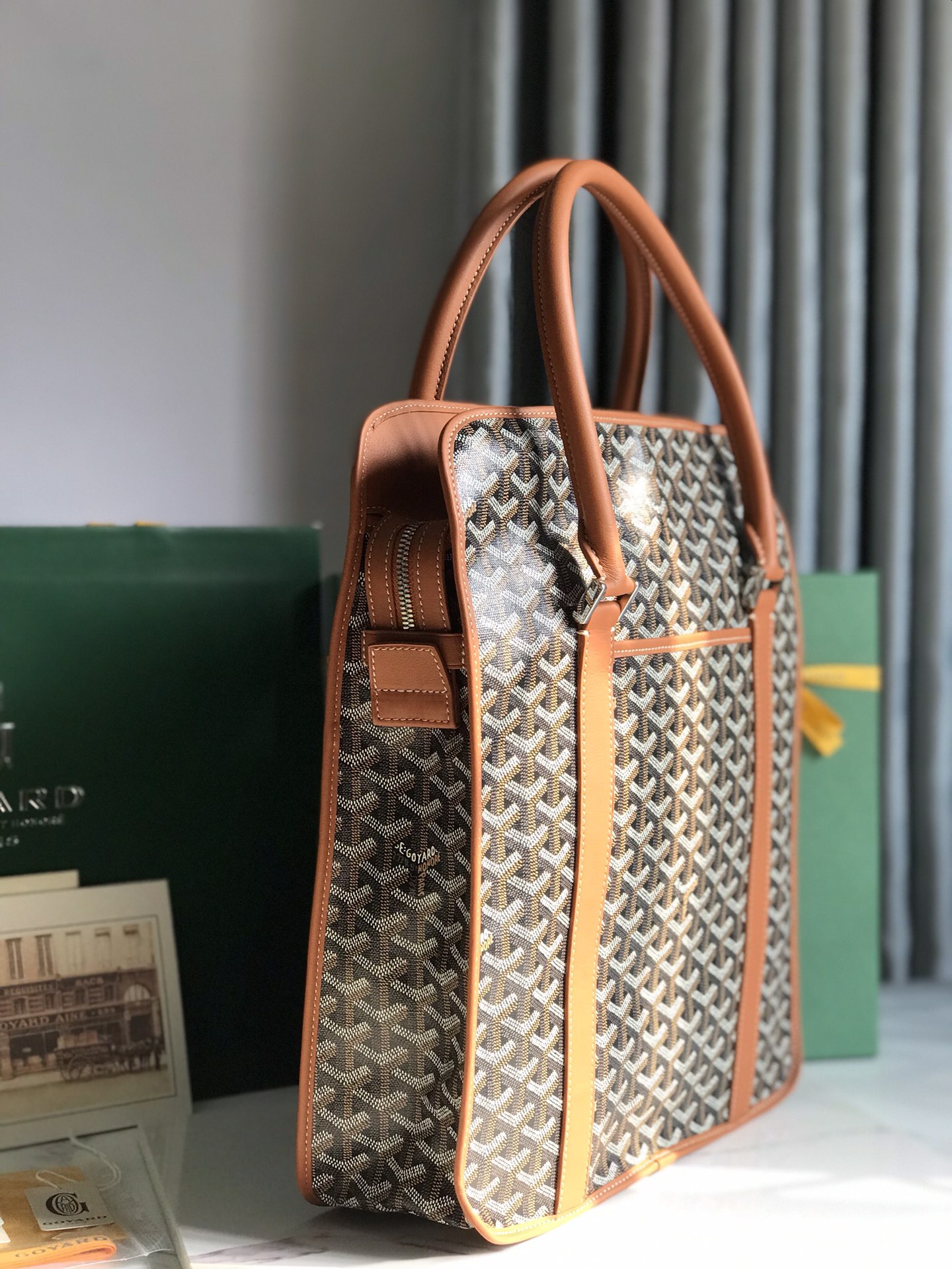 Goyard Bourgogne Bag Coated Canvas Black starp brown 20423770