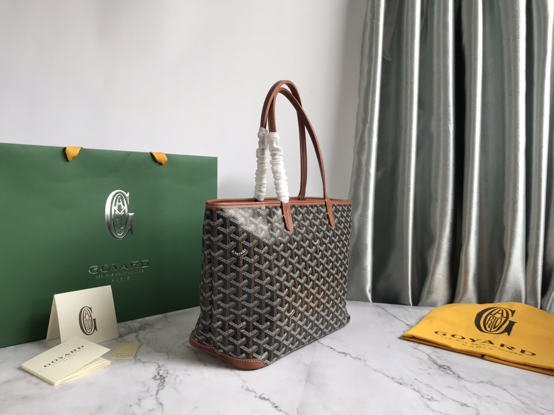 Goyard Brown Goyardine Coated Canvas and Leather