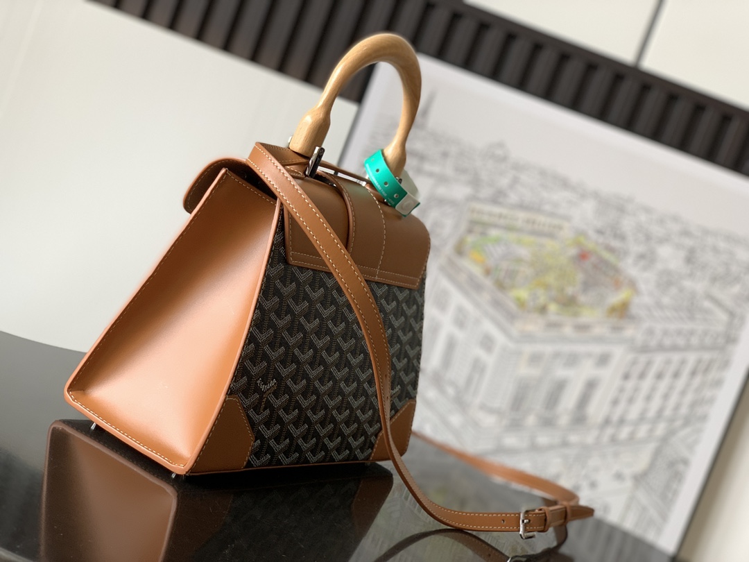 Goyard Brown Goyardine Coated Canvas and Leather Saigon PM Top Handle Bag Goyar