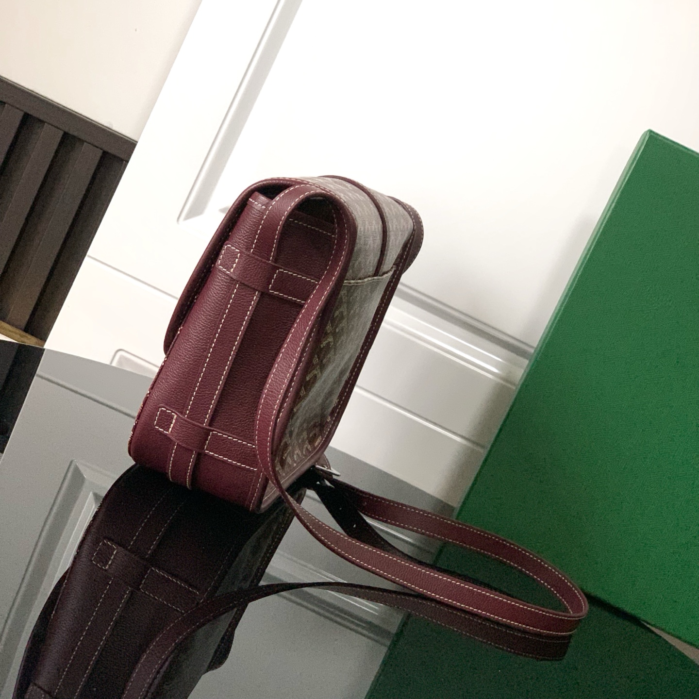 Goyard Burgundy Goyardine Coated Canvas and Leather