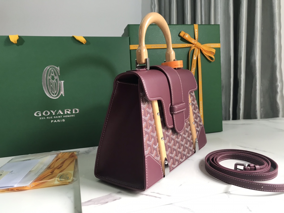 Goyard Burgundy Goyardine Coated Canvas And Leather