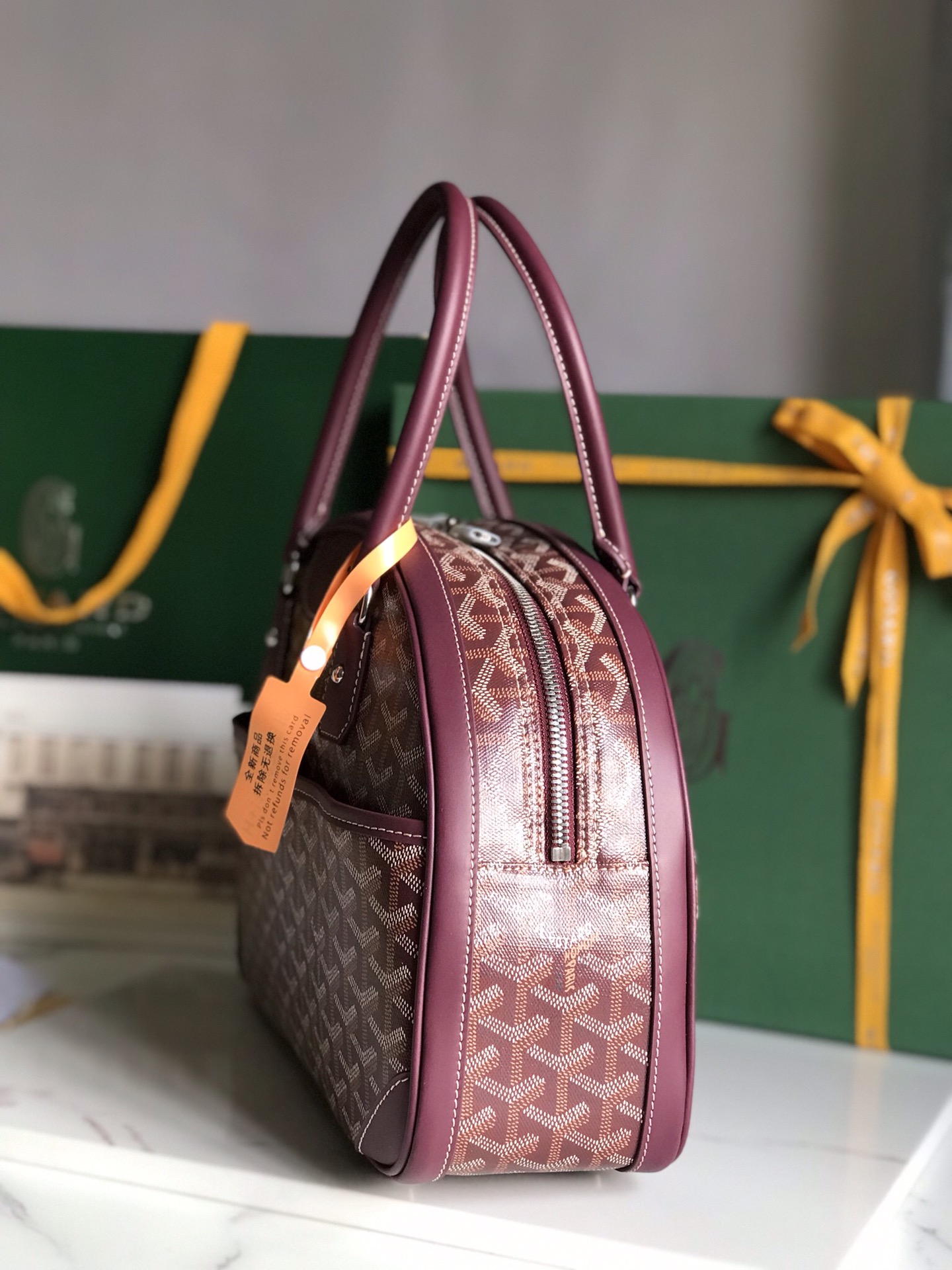 Goyard Burgundy Goyardine Coated Canvas and Leather St.
