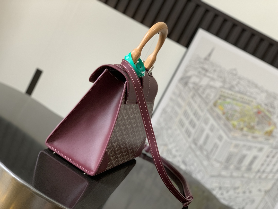 Goyard Burgundy Goyardine "Saigon" PM Top Handle Bag