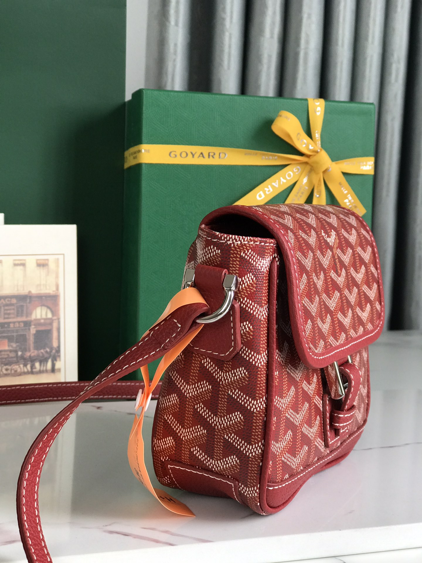 GOYARD Chevron Grand Blue PM Red 923372
