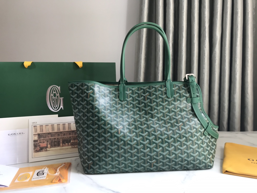 Goyard Chien Gris Pet Carrier Tote Coated Canvas bag green