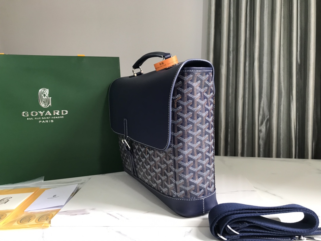 Goyard Citadin Messenger Briefcase Coated Canvas Blue