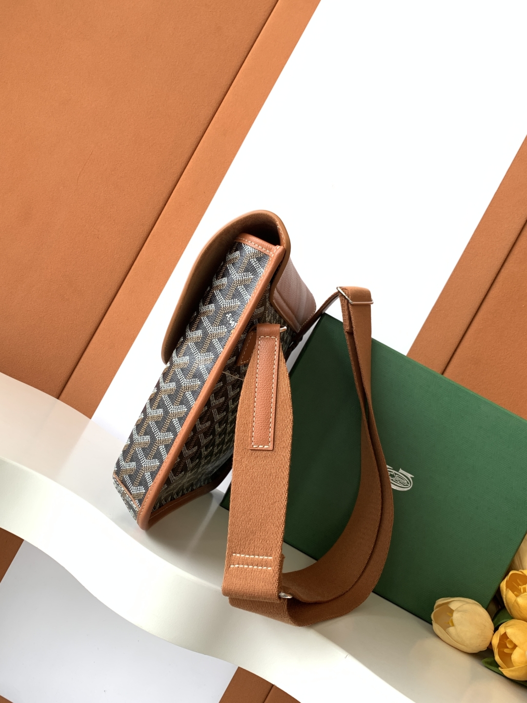 Goyard Coursier Messenger Crossbody Bag Brown