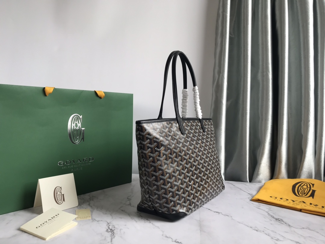 Goyard Goyardine Artois Tote PM Black Canvas & Chevroches