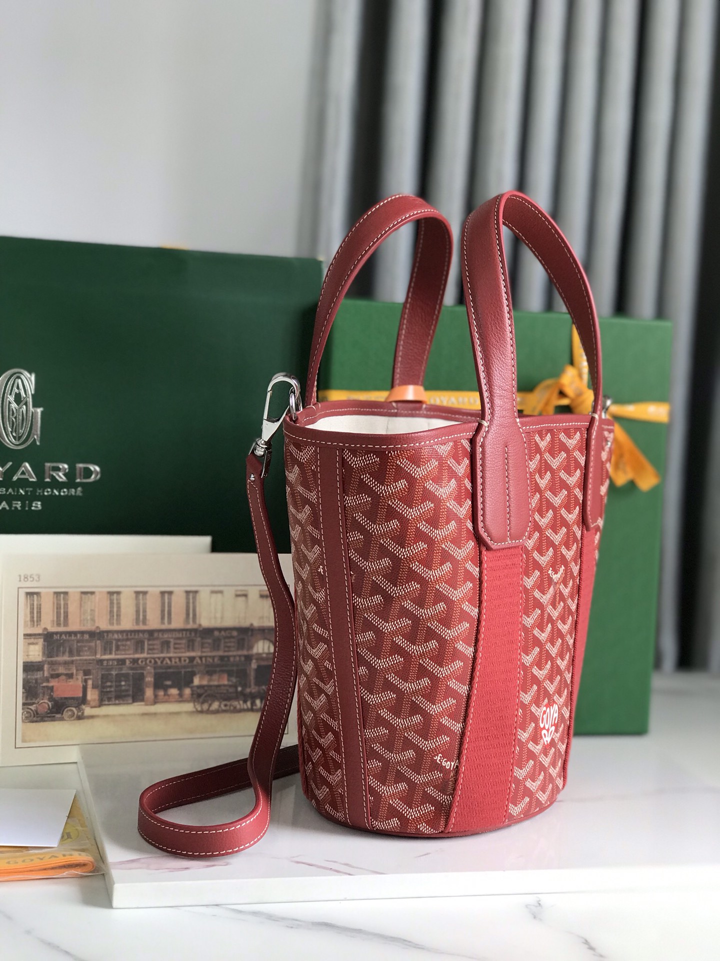 Goyard Goyardine Belharra PM Coral Tote Palladium bag red