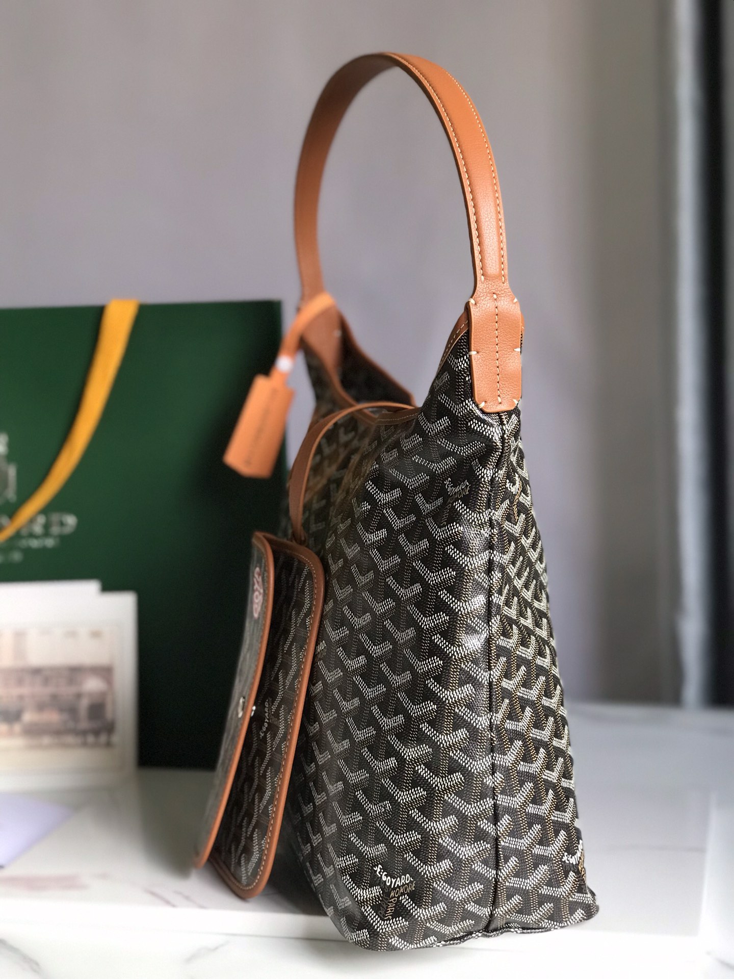 GOYARD Goyardine Boheme Hobo Black Gold 1383144 |