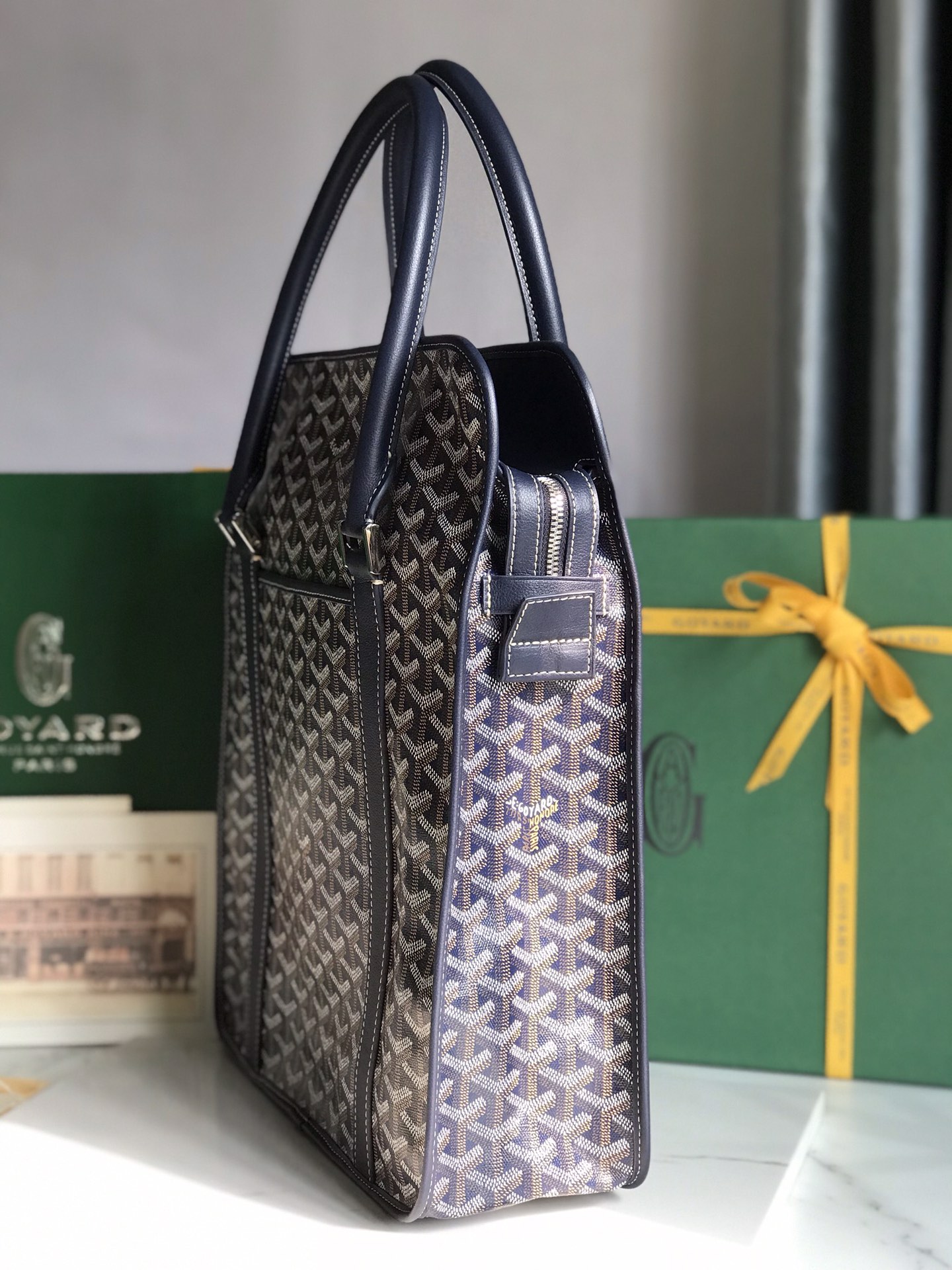 Goyard Goyardine Bourgogne Bag - Blue Handle Bags,