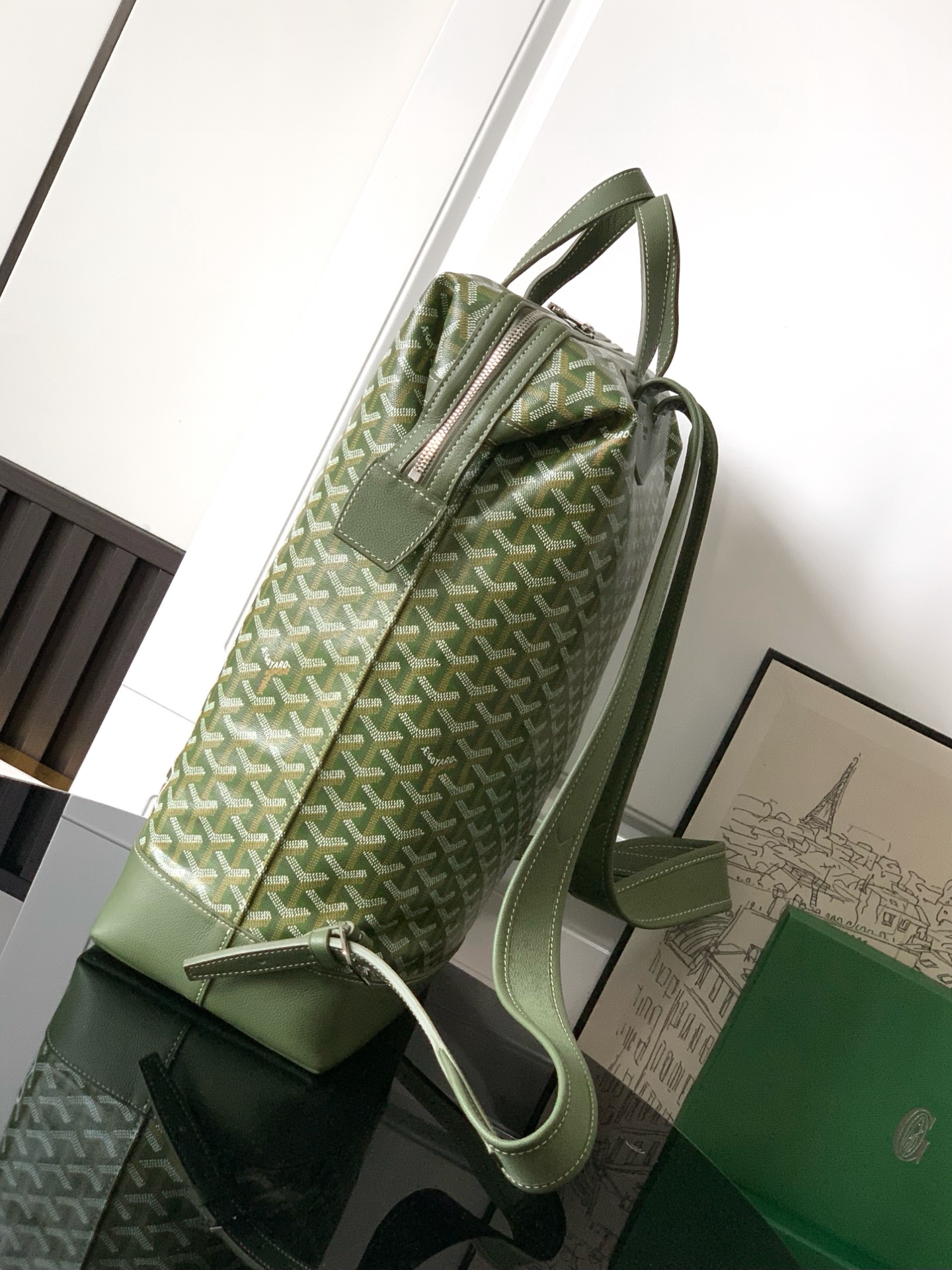GOYARD Goyardine Calfskin Cisalpin MM Backpack Khaki 1658449