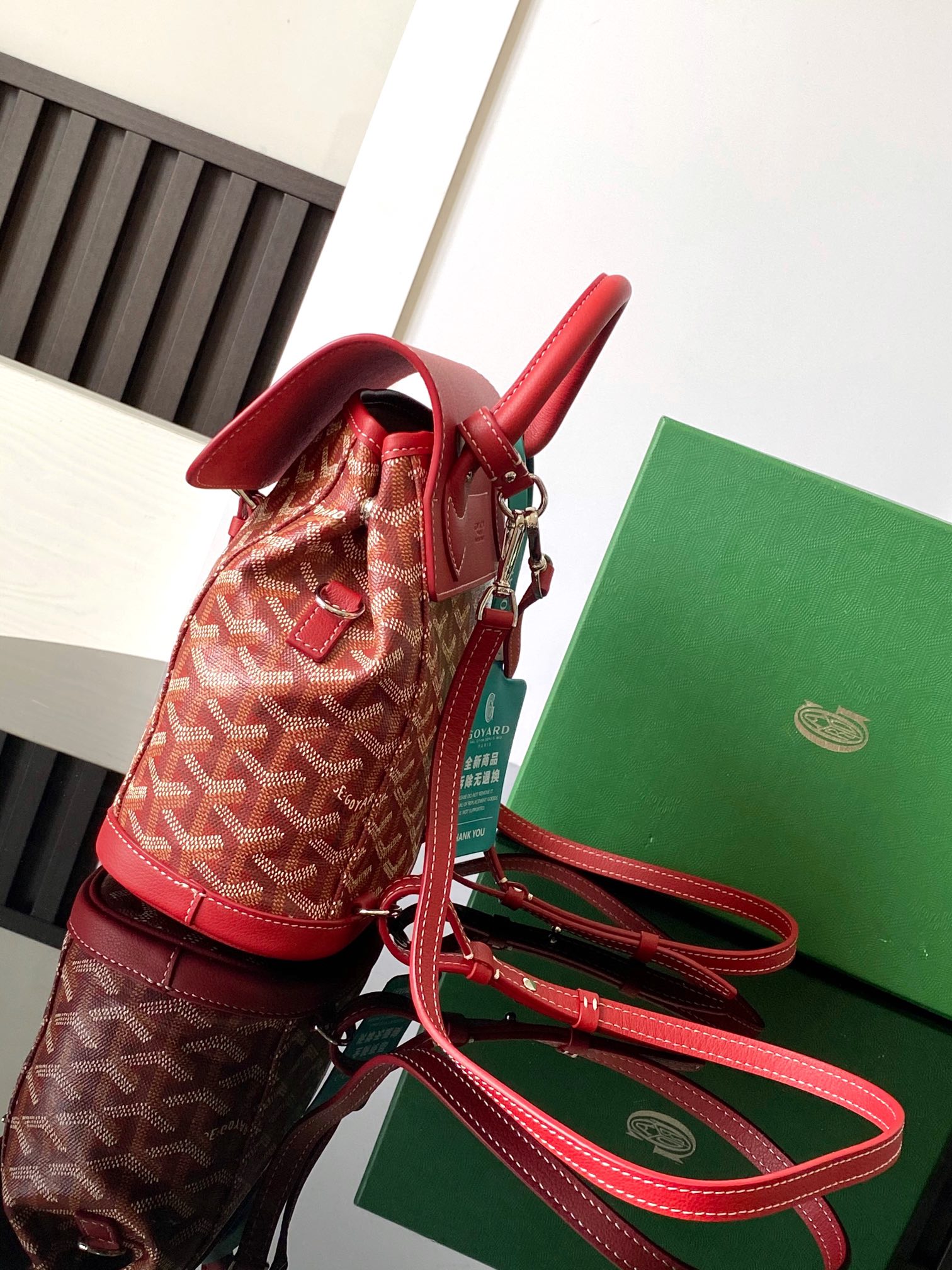 GOYARD Goyardine Calfskin Mini Alpin Backpack Red 138375