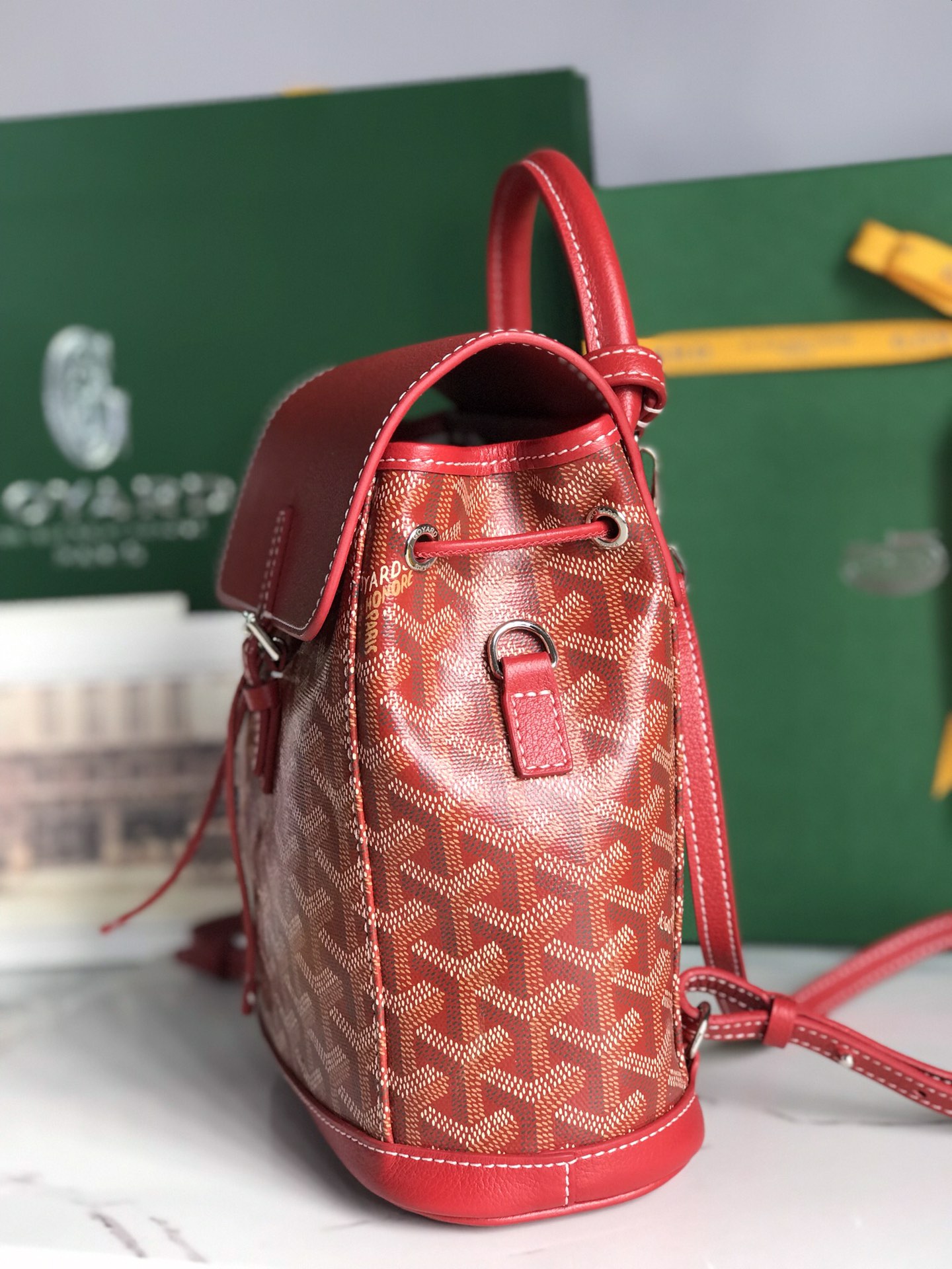 GOYARD Goyardine Calfskin Mini Alpin Backpack Red 82708
