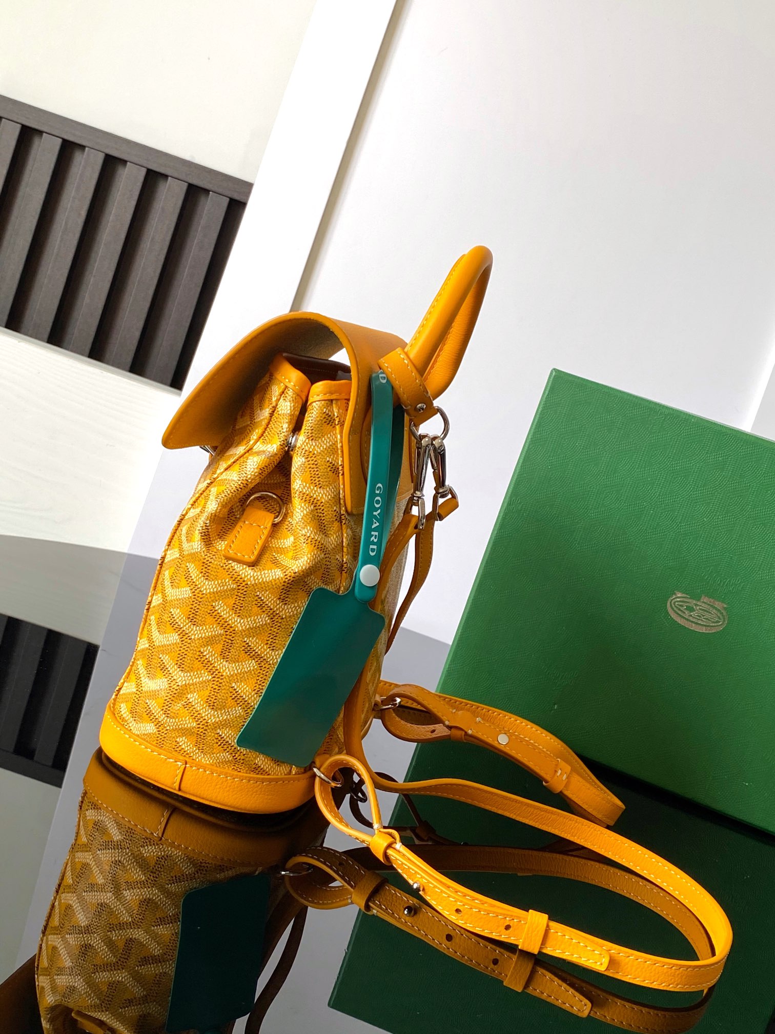 GOYARD Goyardine Calfskin Mini Alpin Backpack Yellow