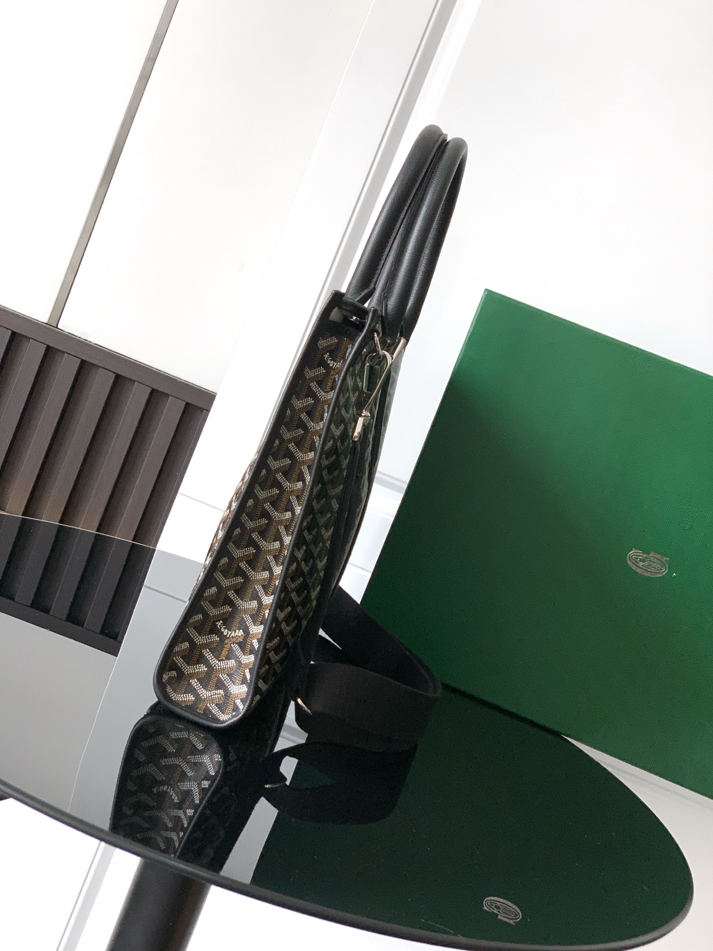 GOYARD Goyardine Calfskin Morvan Document Case black brown