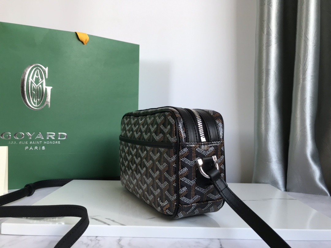 Goyard Goyardine Canvas Black Cap Vert PM Bag