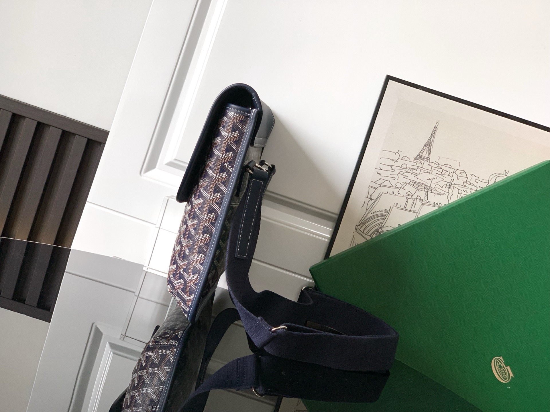 GOYARD Goyardine Coursier Messenger Bag navy blue