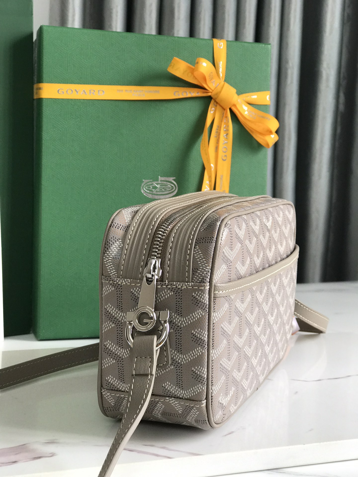Goyard Goyardine Grey Cap Vert PM Bag Silver Hardware MATIGNON  00819