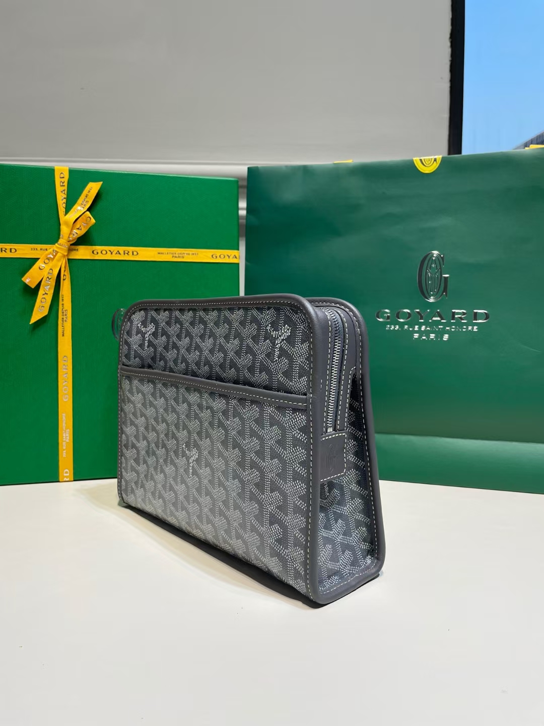 GOYARD Goyardine Jouvence GM Toiletry Pouch Grey 1586014