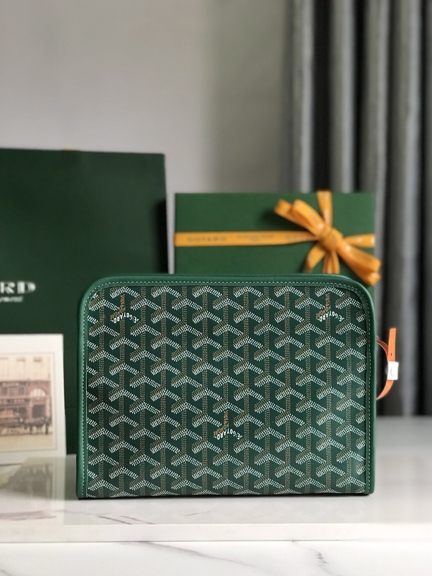GOYARD Goyardine Jouvence Toiletry Pouch bag green